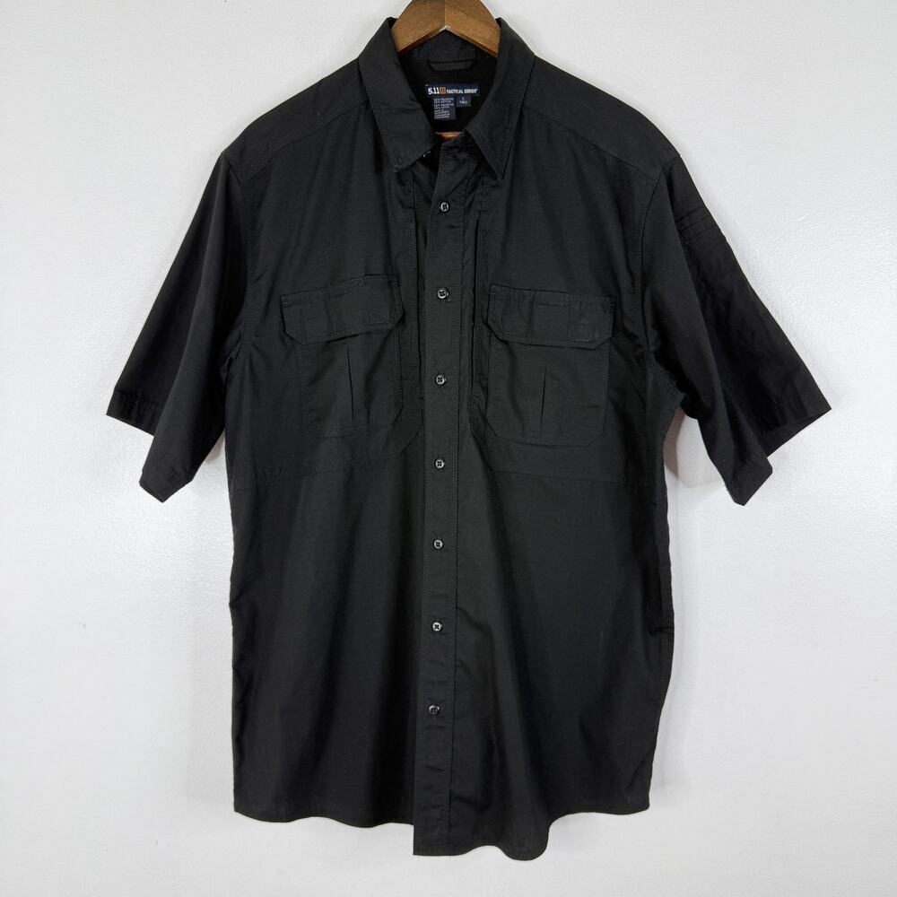 5.11 Tactical Series Shirt Mens Large Tall Black Tactical Short Sleeve Button Up